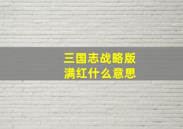 三国志战略版 满红什么意思